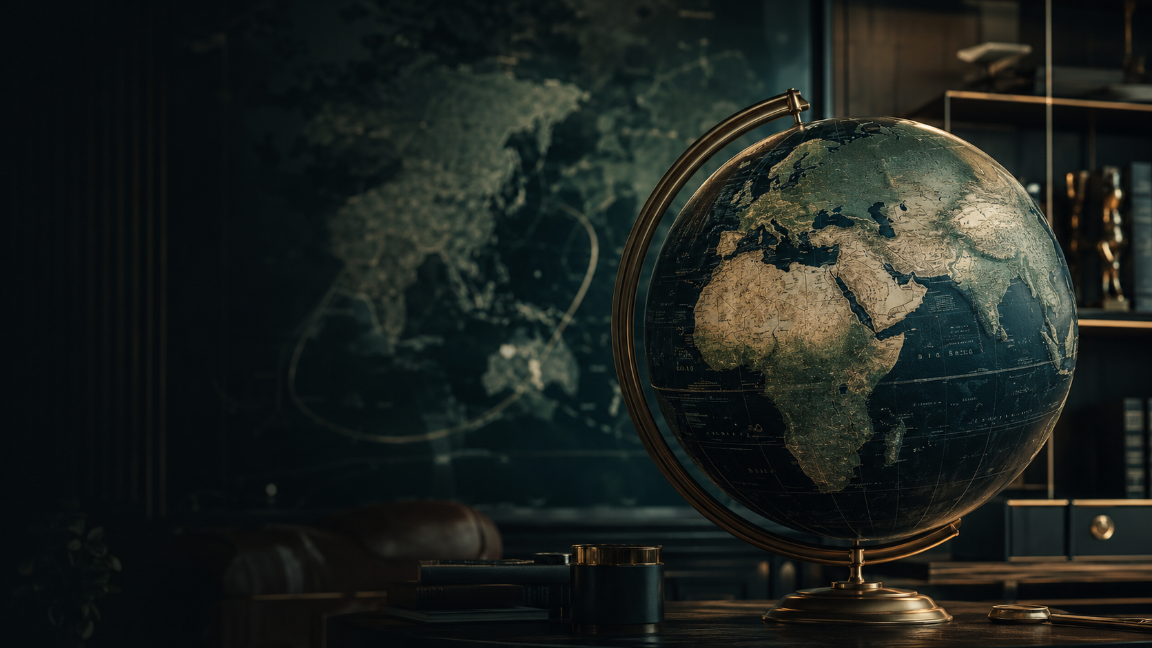 A globe in a strategic operations environment
